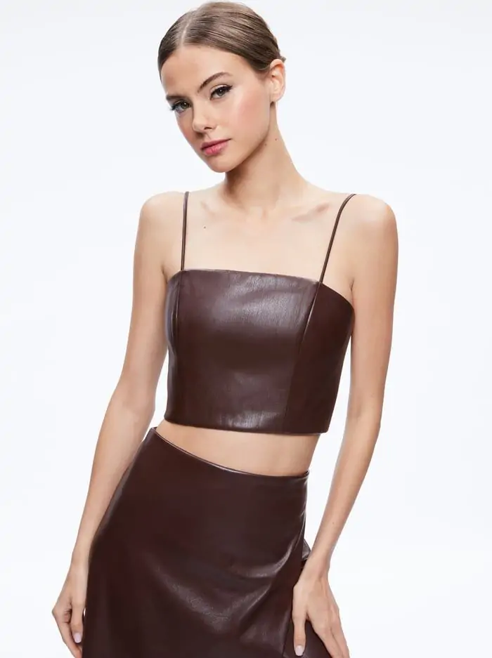 PEARLE VEGAN LEATHER BUSTIER TOP